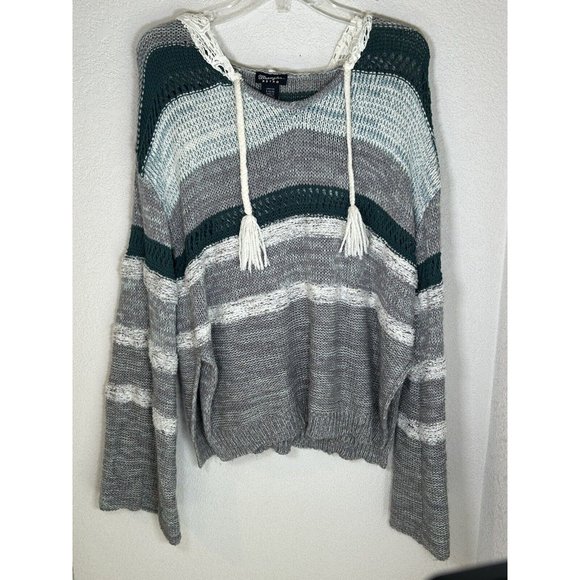 Wrangler Sweaters - Wrangler Retro Sweater Hoodie Crochet Loose Knit Striped Womens Size L